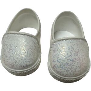 American Girl Doll Truly Me Meet Shoes White Glitter Slipons